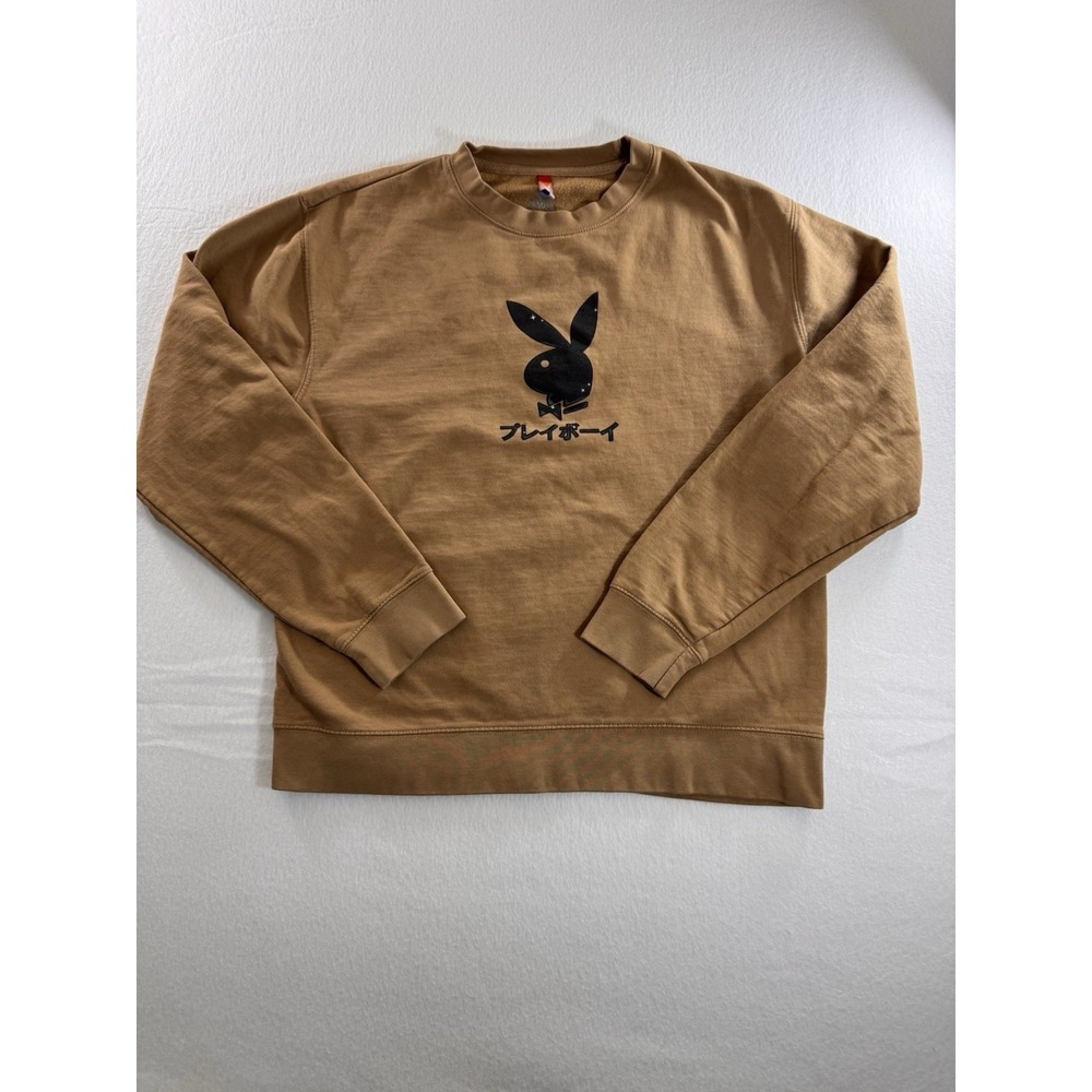 Playboy Club Tokyo Womens Sweatshirt Medium Ace Of Spades Anime Tan Brown Y2K